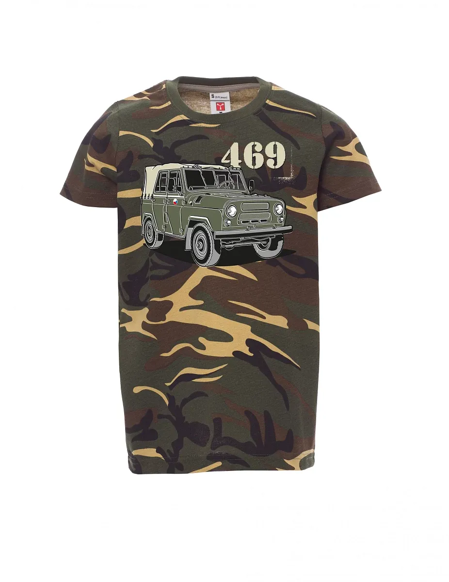 Maskáčové detské tričko UAZ 469 ČS vlajka