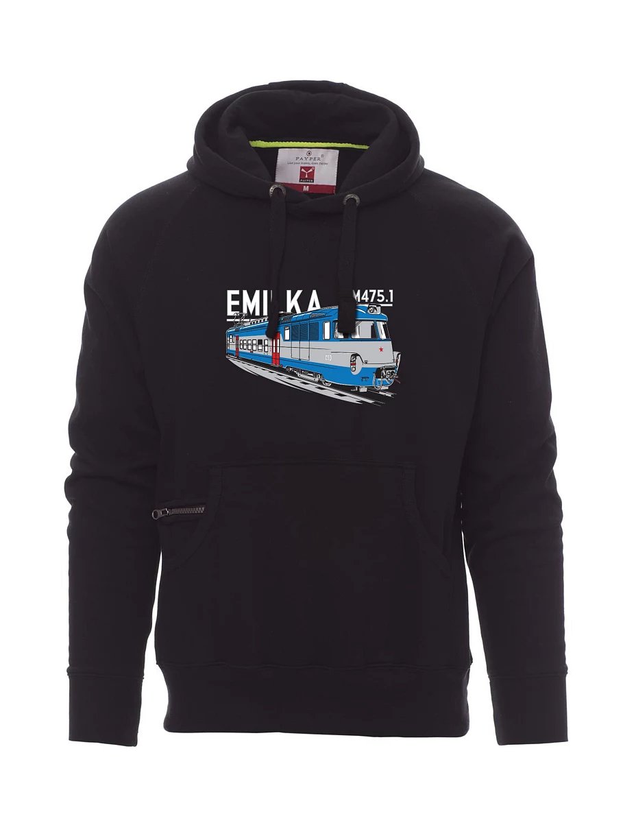 Černá pánská mikina Elektrické jednotky 475.1 "Emilka"