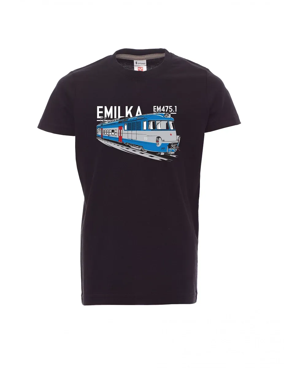 Černé detské tričko Elektrické jednotky 475.1 "Emilka"