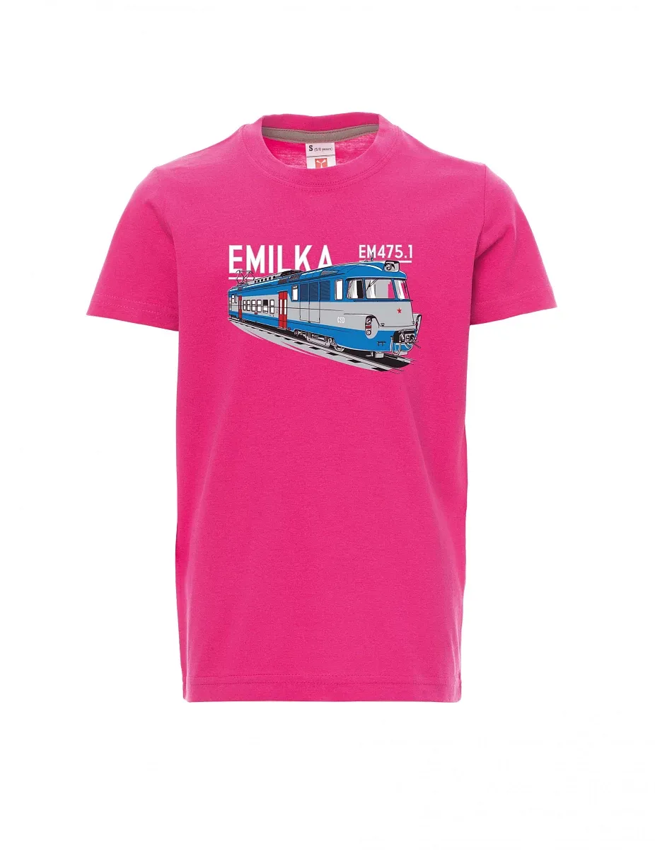 Růžové detské tričko Elektrické jednotky 475.1 "Emilka"