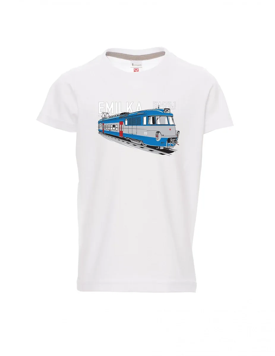 Bílé detské tričko Elektrické jednotky 475.1 "Emilka"