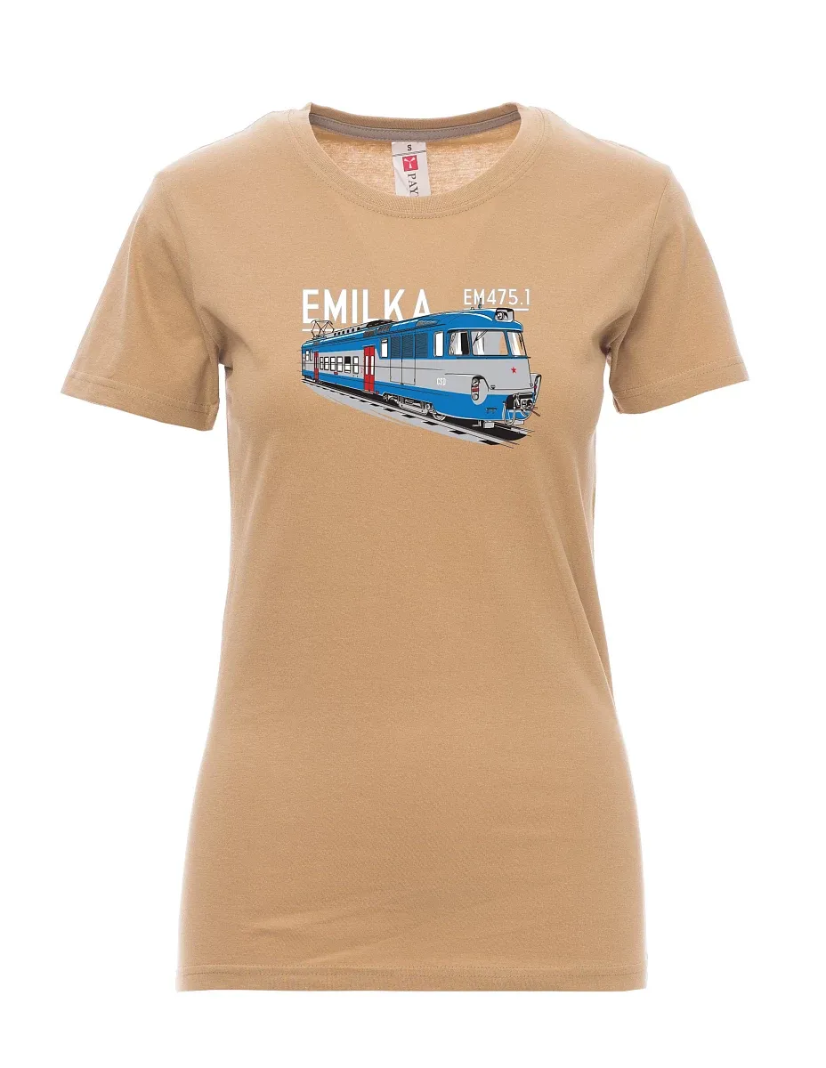 Hnědé dámské tričko Elektrické jednotky 475.1 "Emilka"