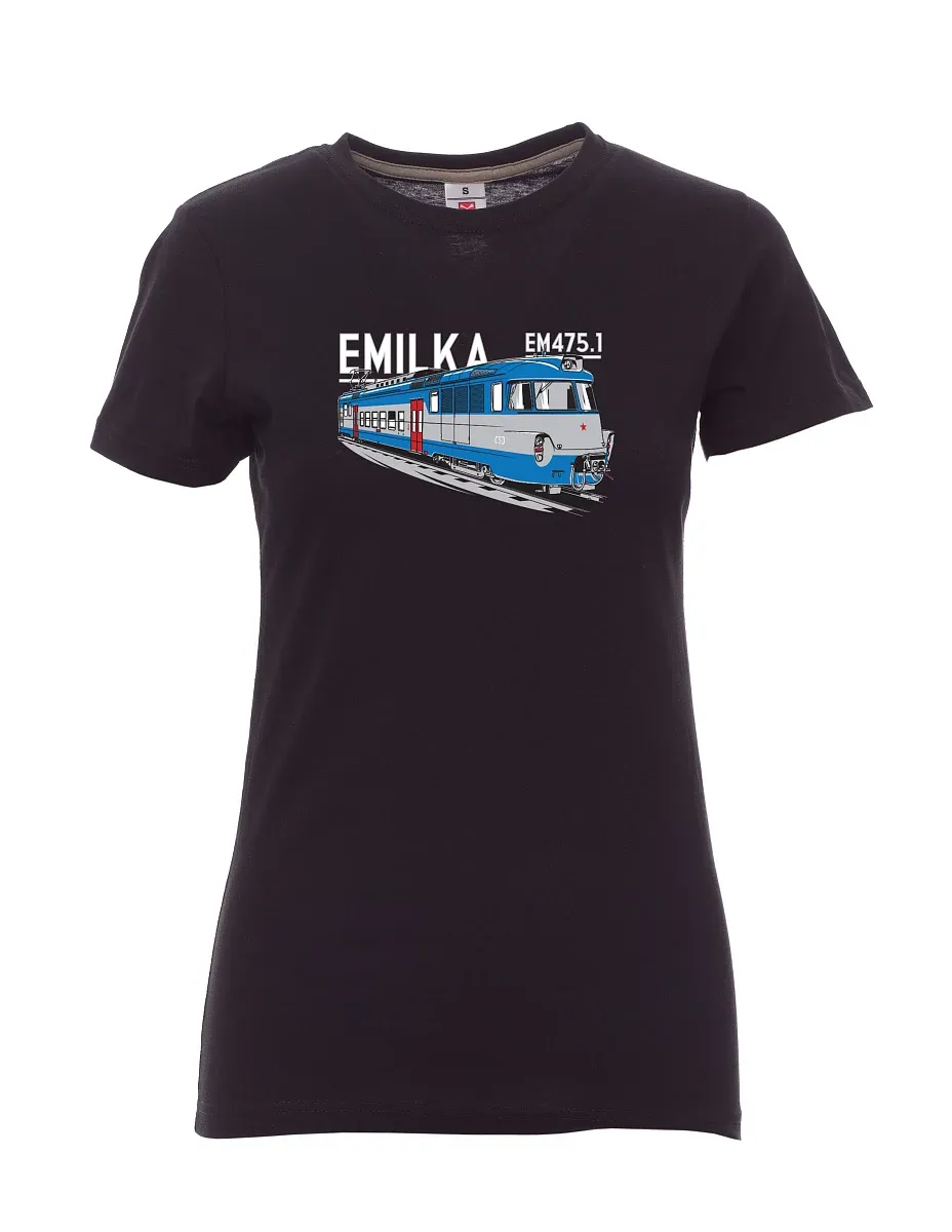 Černé dámské tričko Elektrické jednotky 475.1 "Emilka"