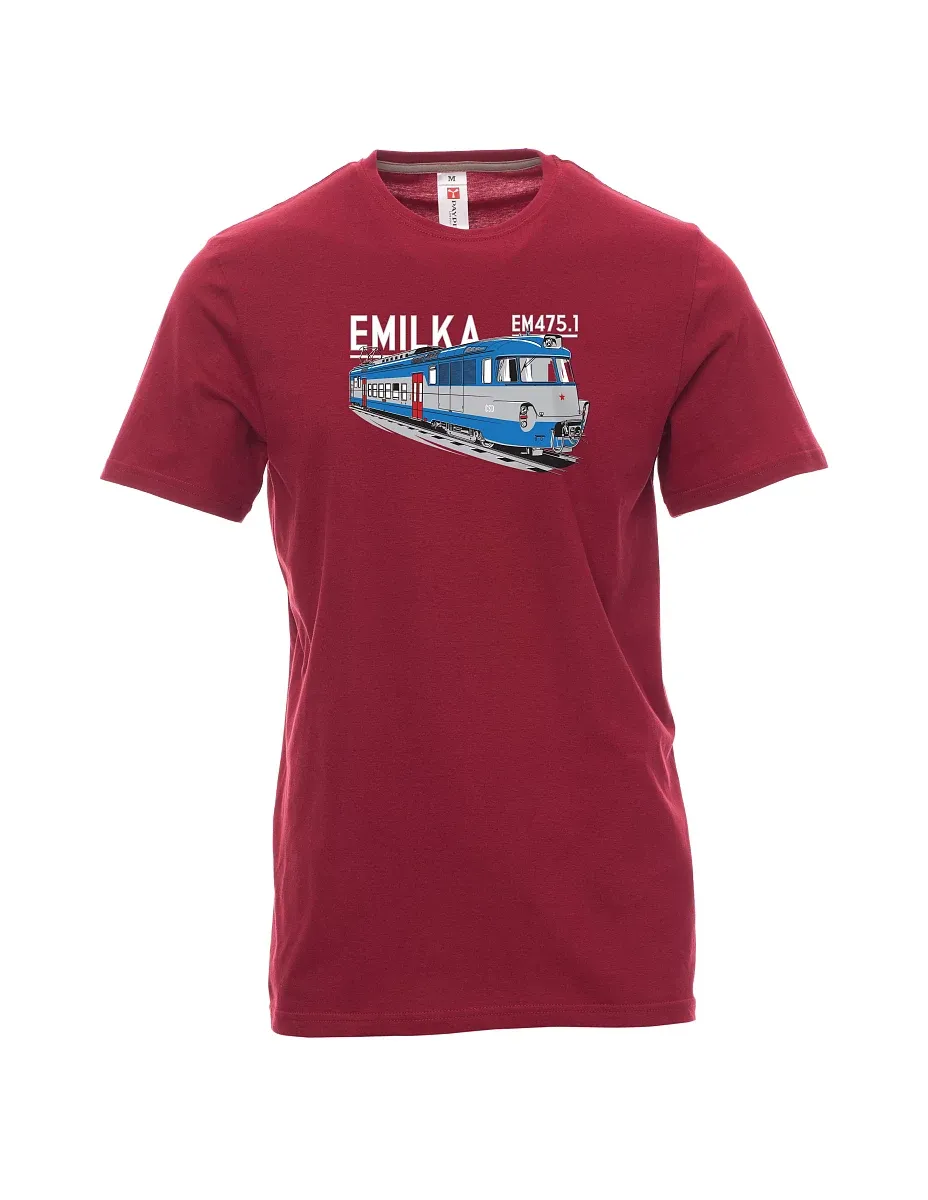 Tmavě červené pánské tričko Elektrické jednotky 475.1 "Emilka"