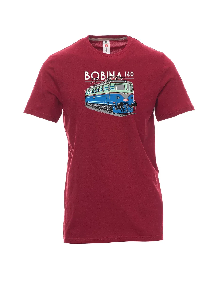 Tmavě červené pánské tričko Lokomotíva 140 "Bobina"