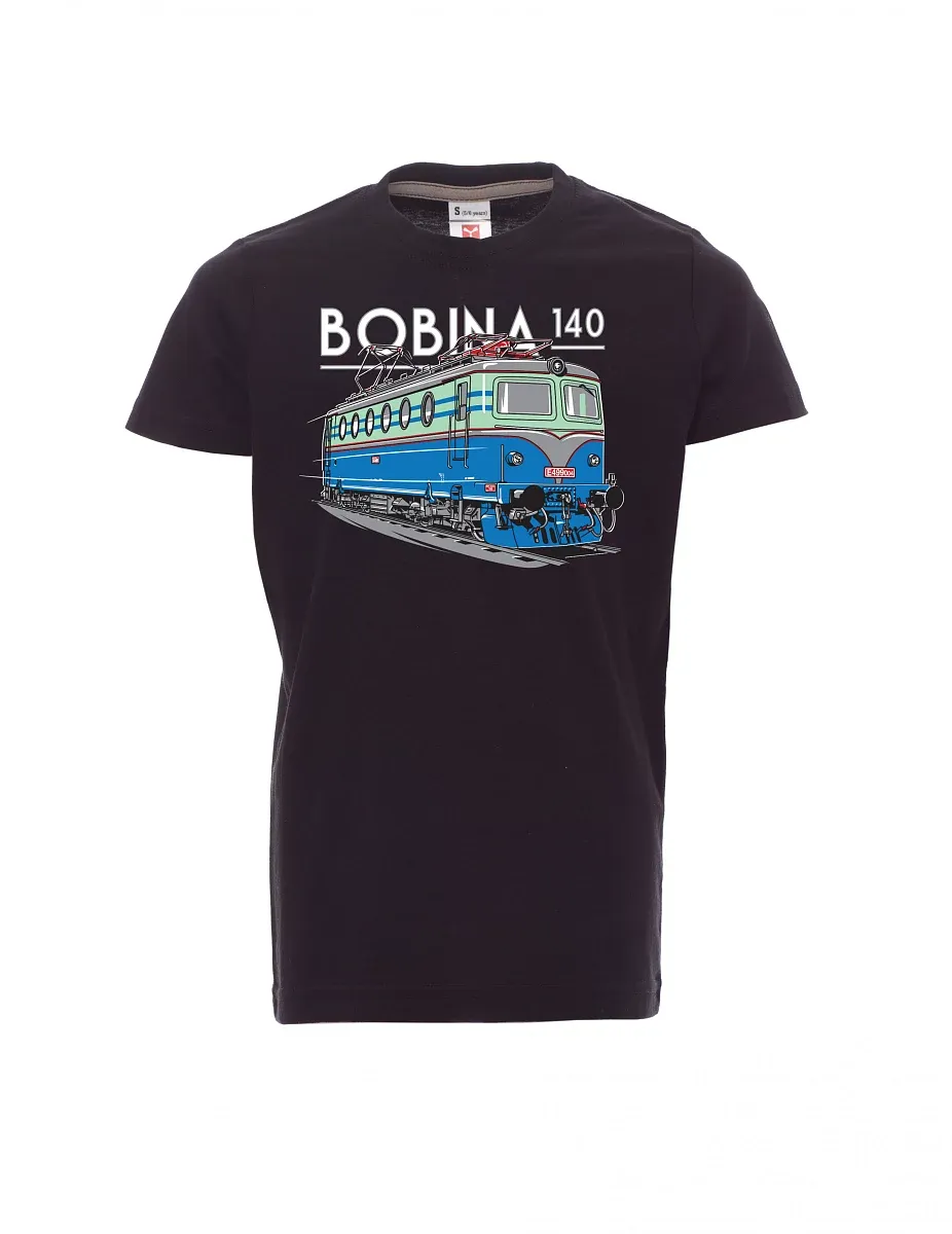 Černé detské tričko Lokomotíva 140 "Bobina"
