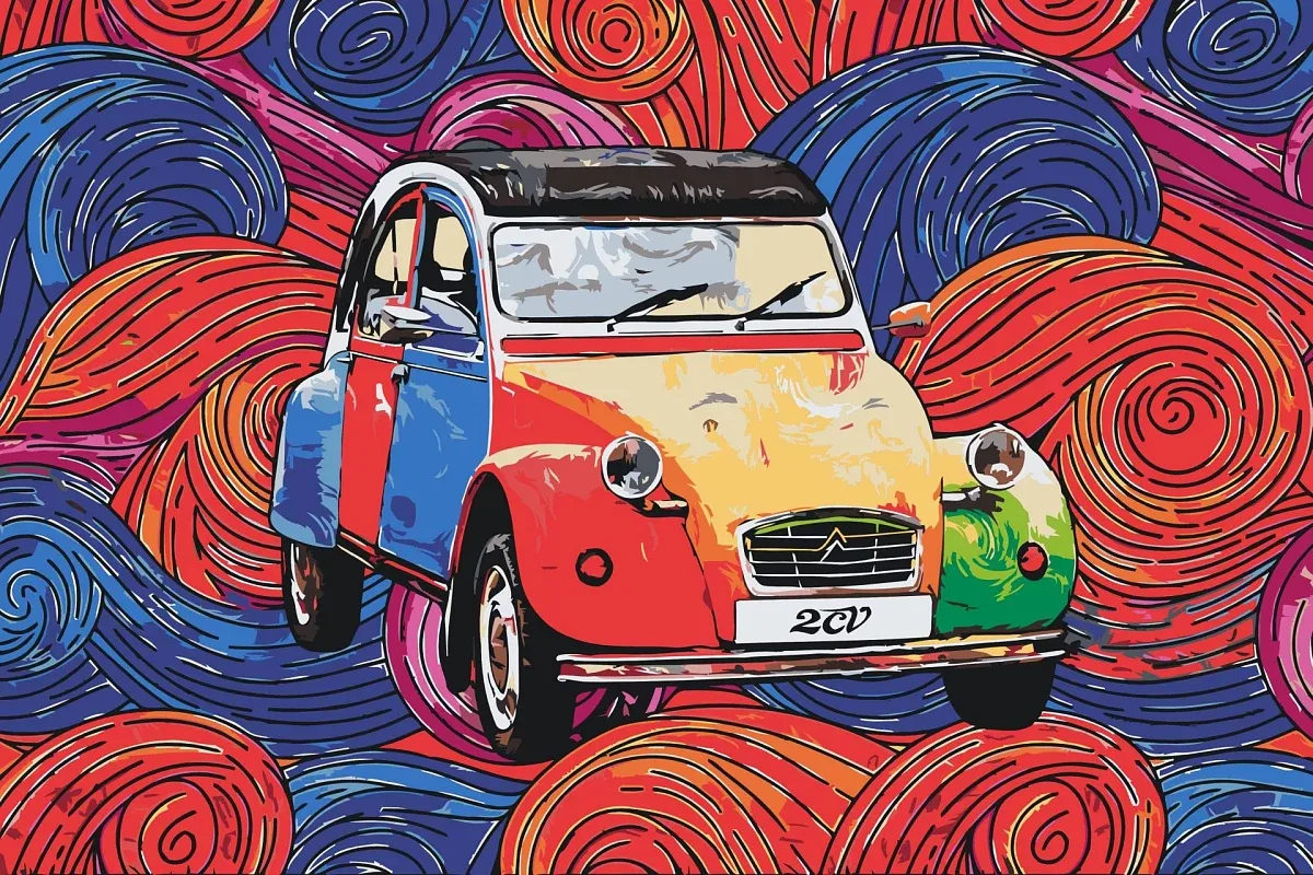 Maľovanie podľa čísel - obraz veterána 2CV