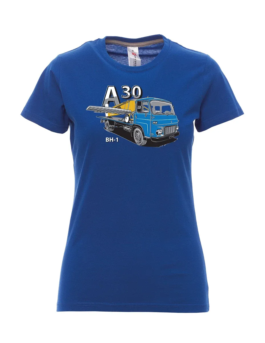 Královsky modré dámské tričko Avia A30 a lietadlo BH - 1