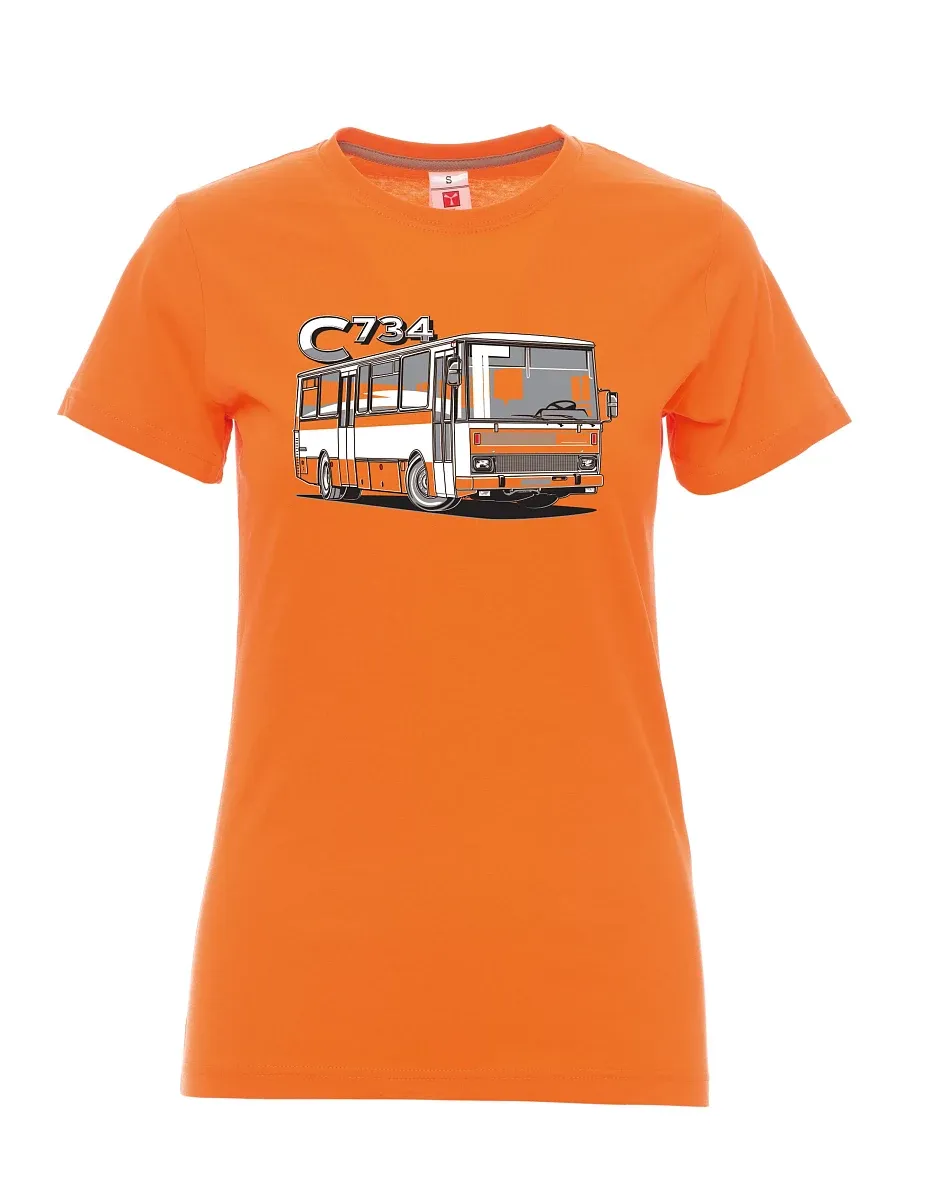 Oranžové dámské tričko autobus C734