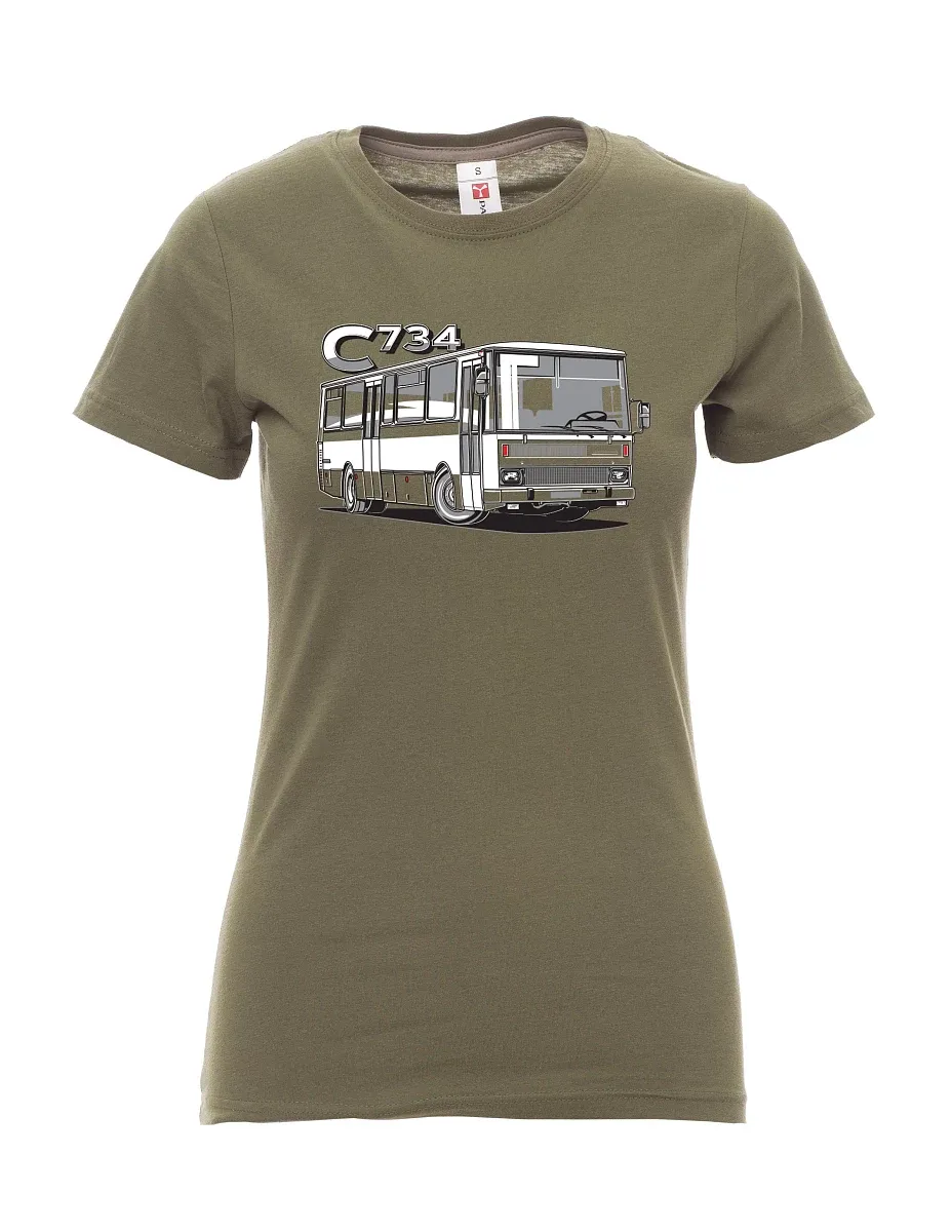 Khaki dámské tričko autobus C734