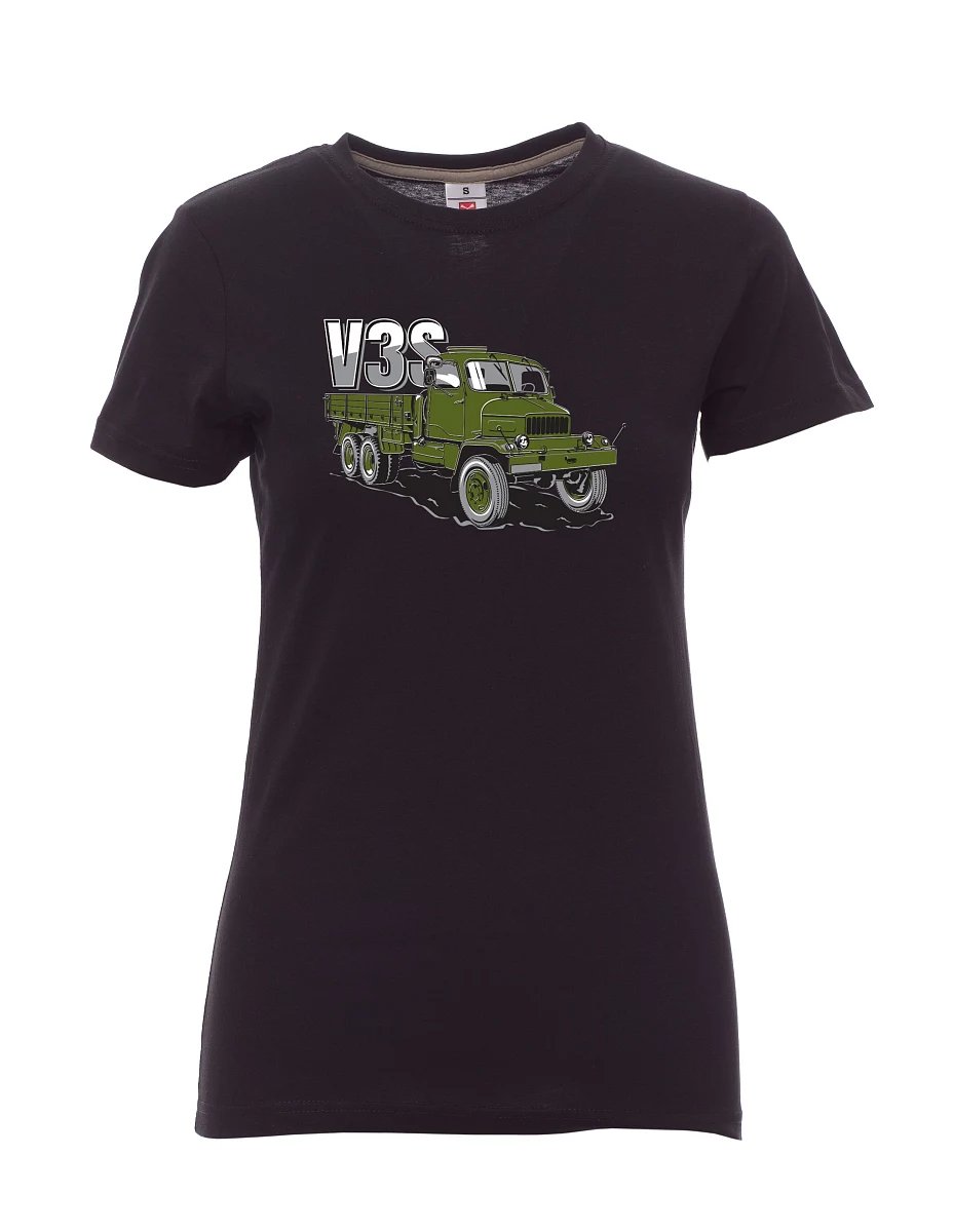 Černé dámské tričko Nákladný automobil V3S Valník