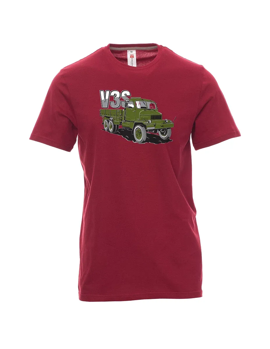 Tmavě červené pánské tričko Nákladný automobil V3S Valník