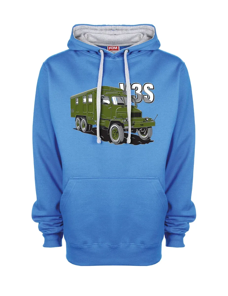 Šedo-modrá mikina Nákladný automobil V3S Skriňa