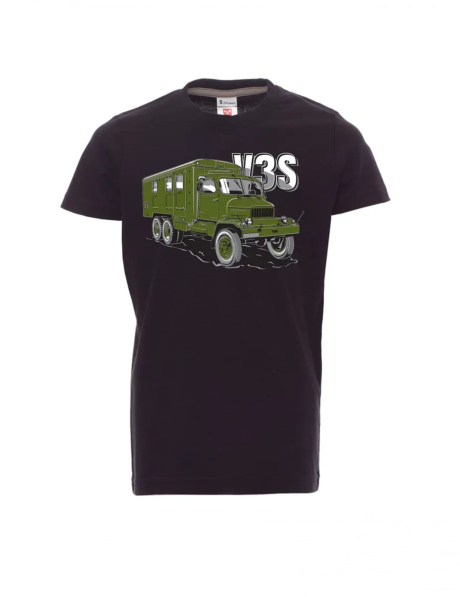 Černé detské tričko Nákladný automobil V3S Skriňa