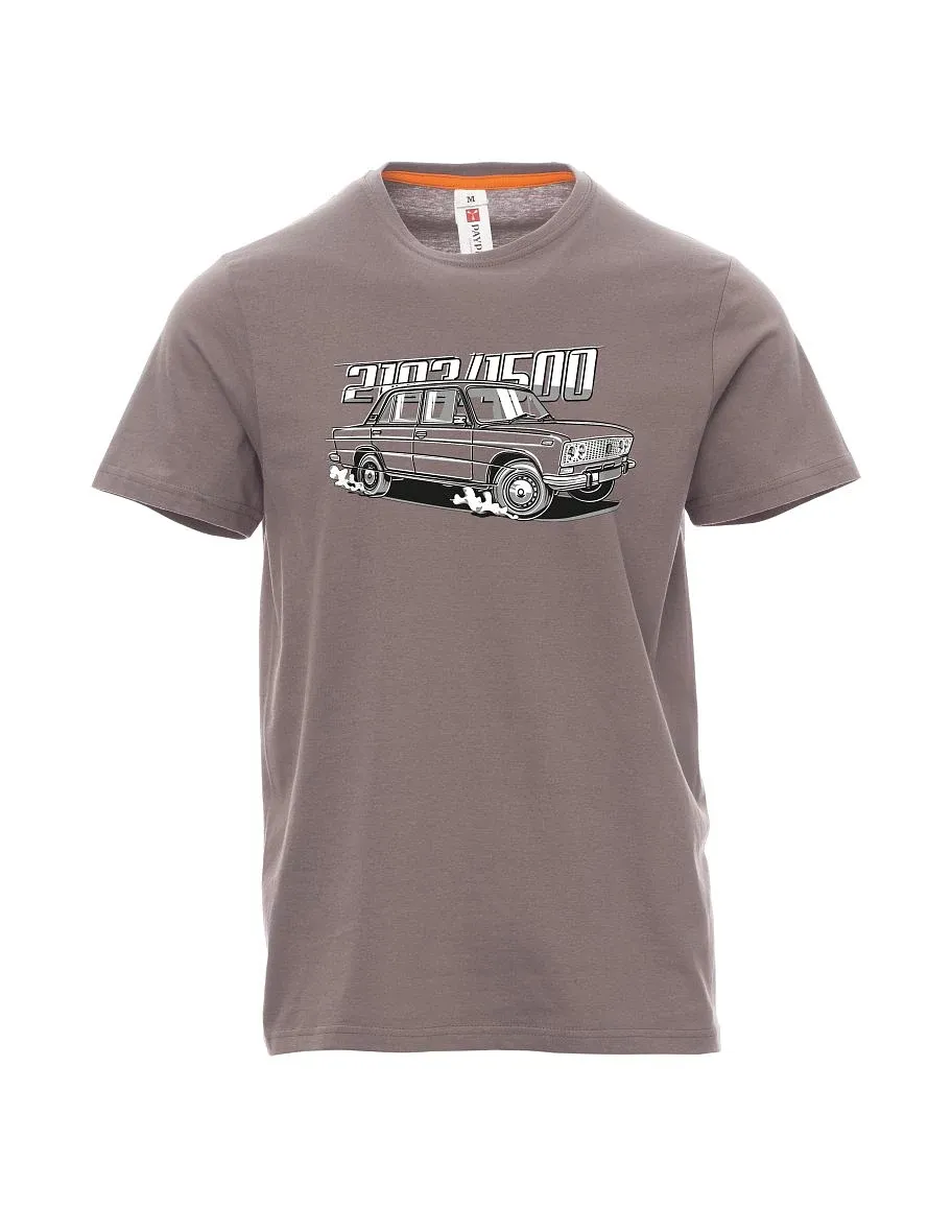 Oceľovo šedé pánské tričkos motívom Lada 2103 / VAZ 1500