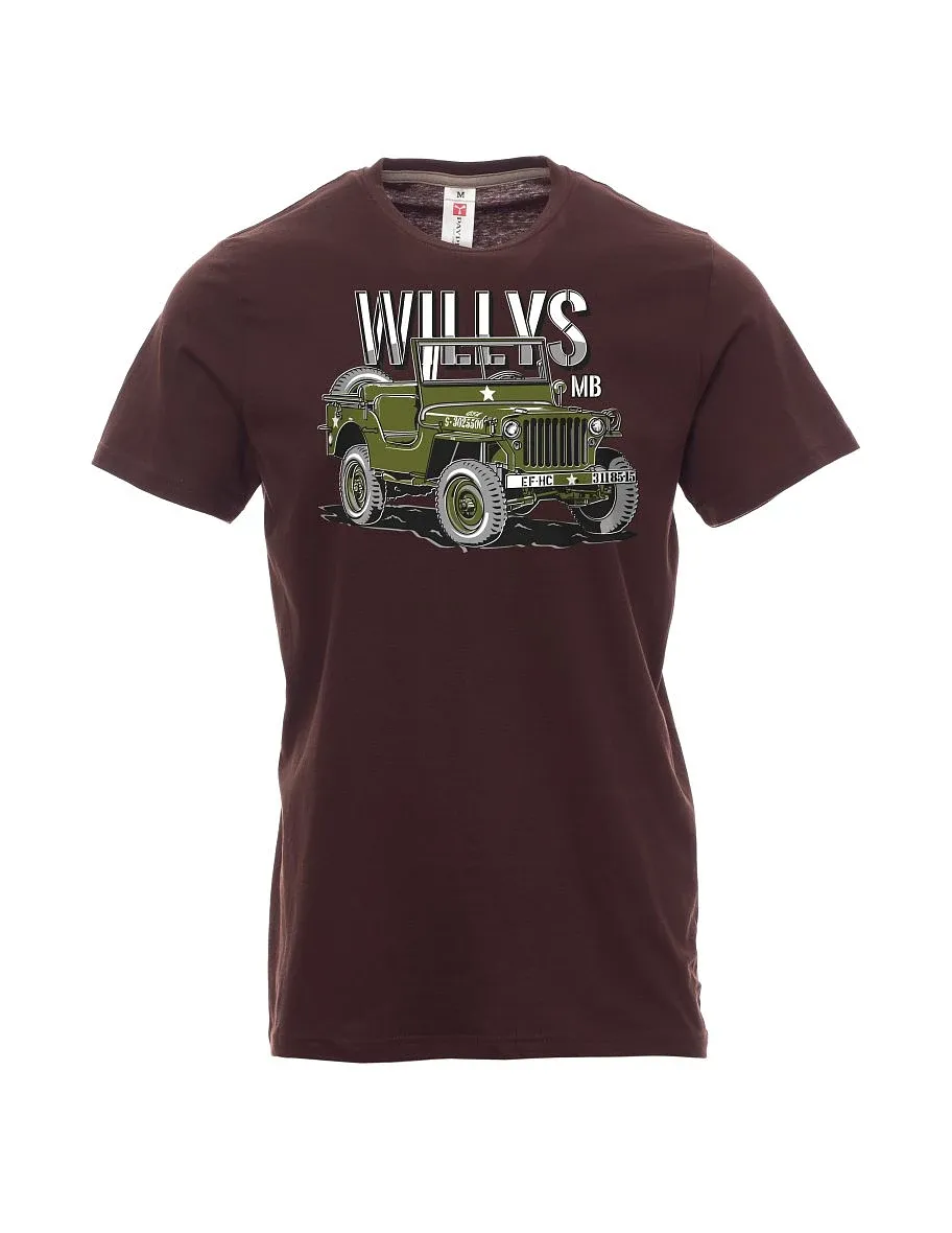 Tmavo hnedé pánské tričko Willys MB