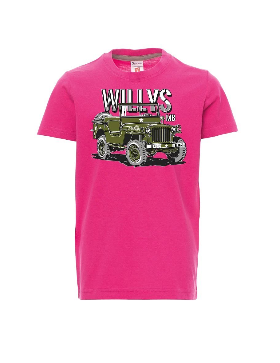 Růžové detské tričko Willys MB