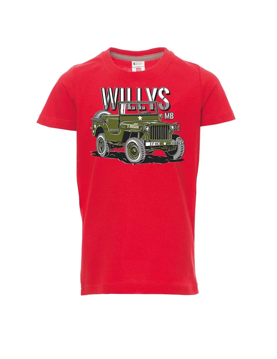 Červené detské tričko Willys MB
