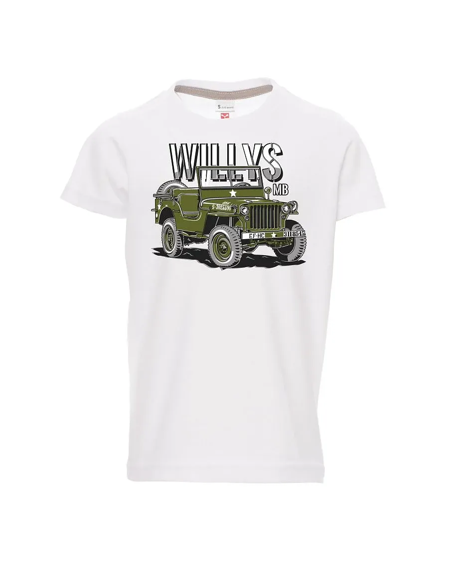 Bílé detské tričko Willys MB