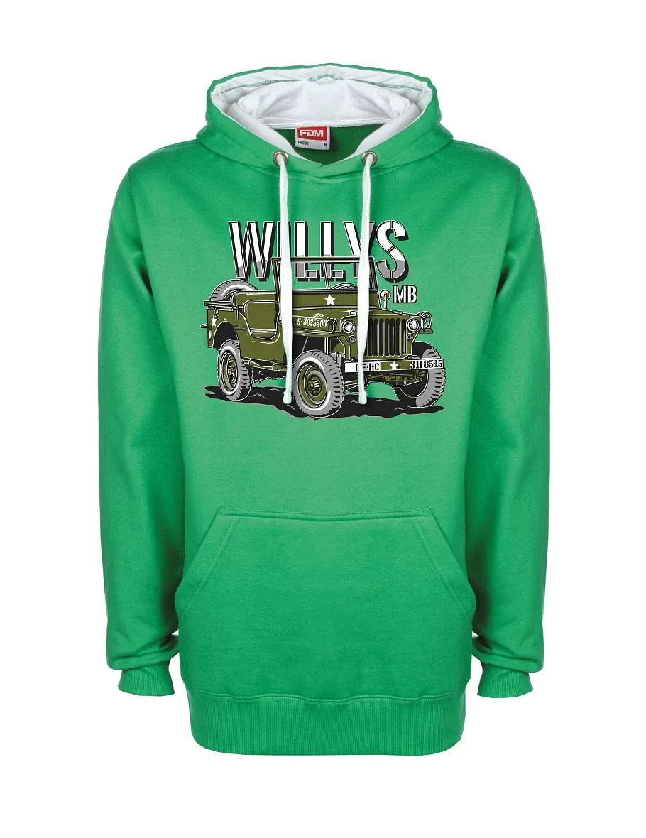 Bílo-zelená mikina Willys MB