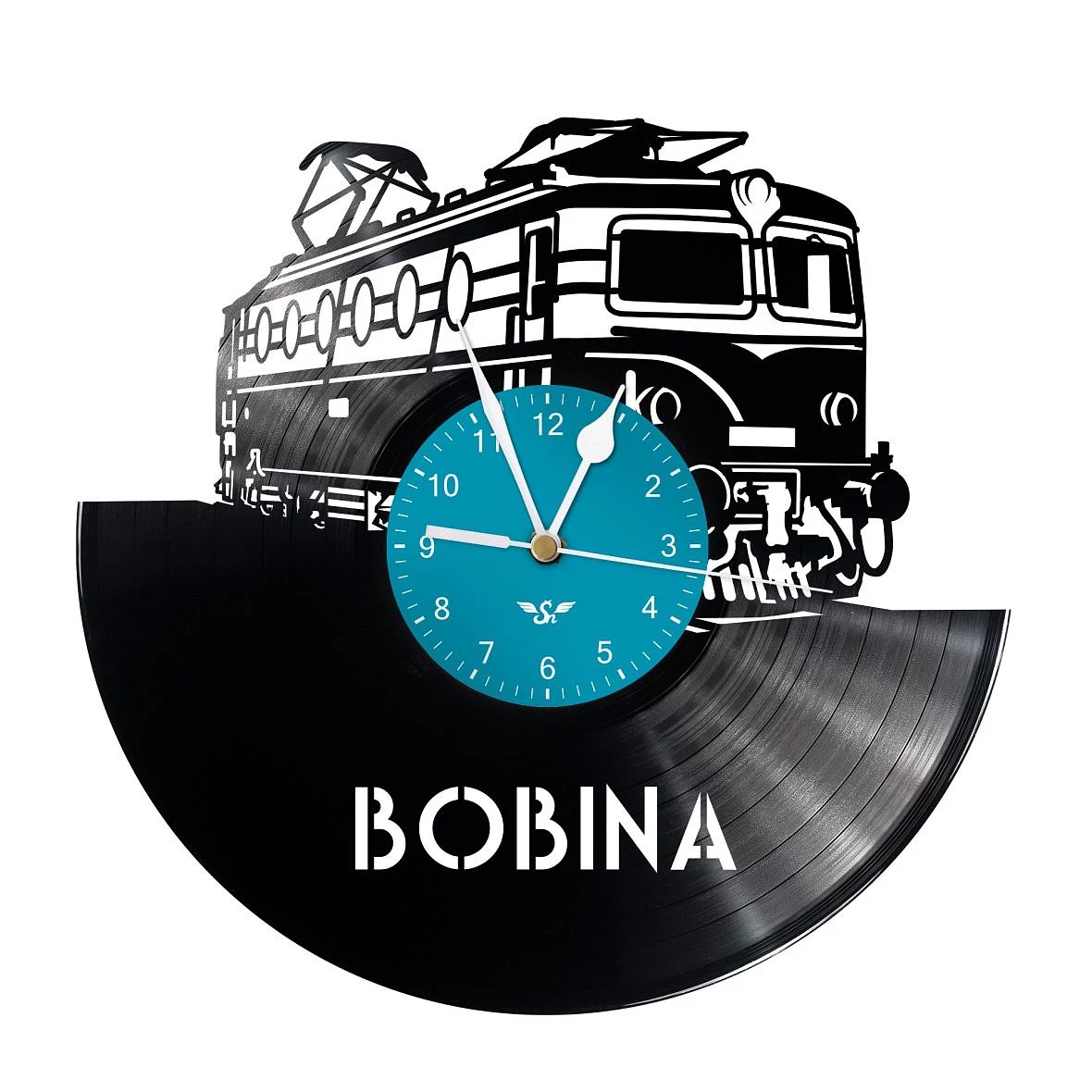 Hodiny z gramoplatne s motívom Lokomotiva 140 "Bobina"