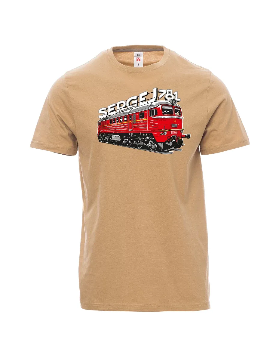 Hnědé pánské tričko Lokomotíva 781 "Sergej" (M62)