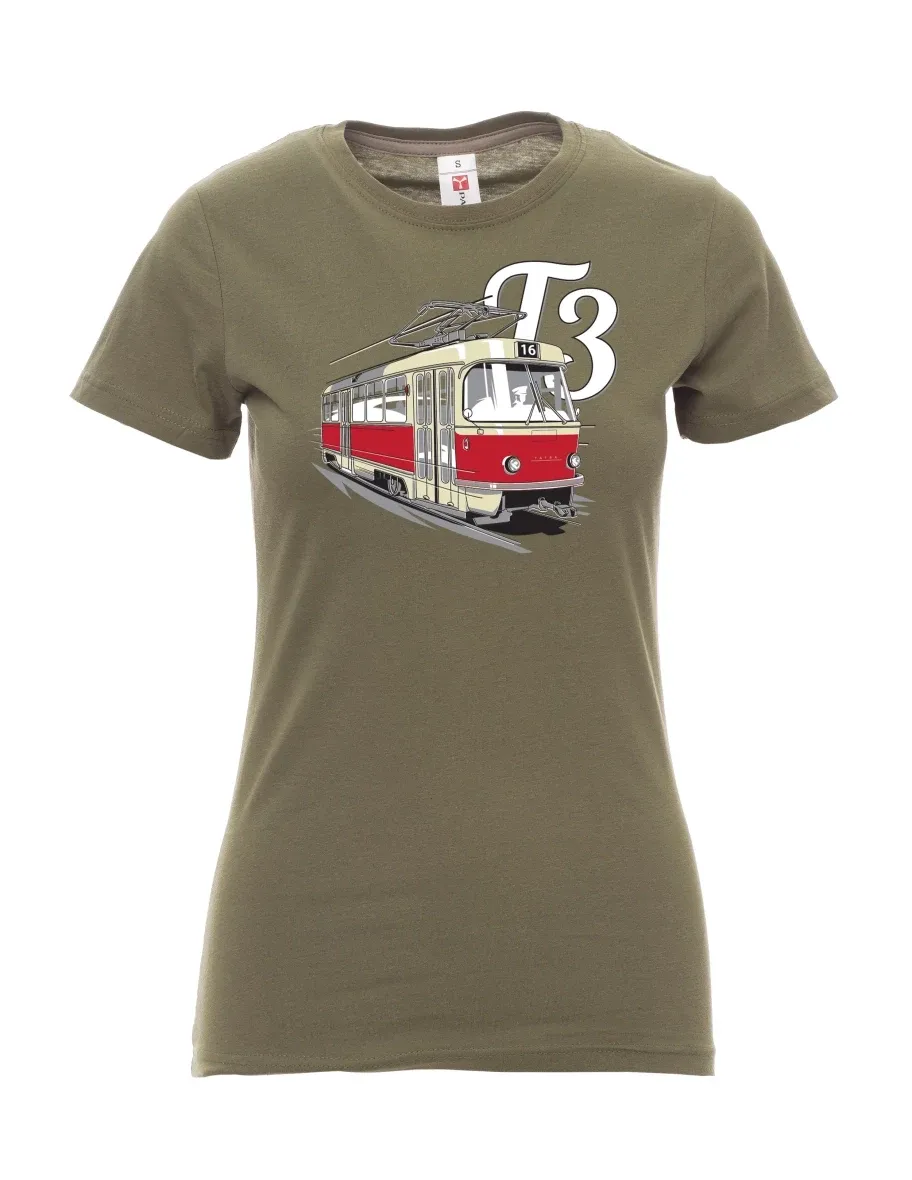 Khaki dámské tričko Tramvaj T3