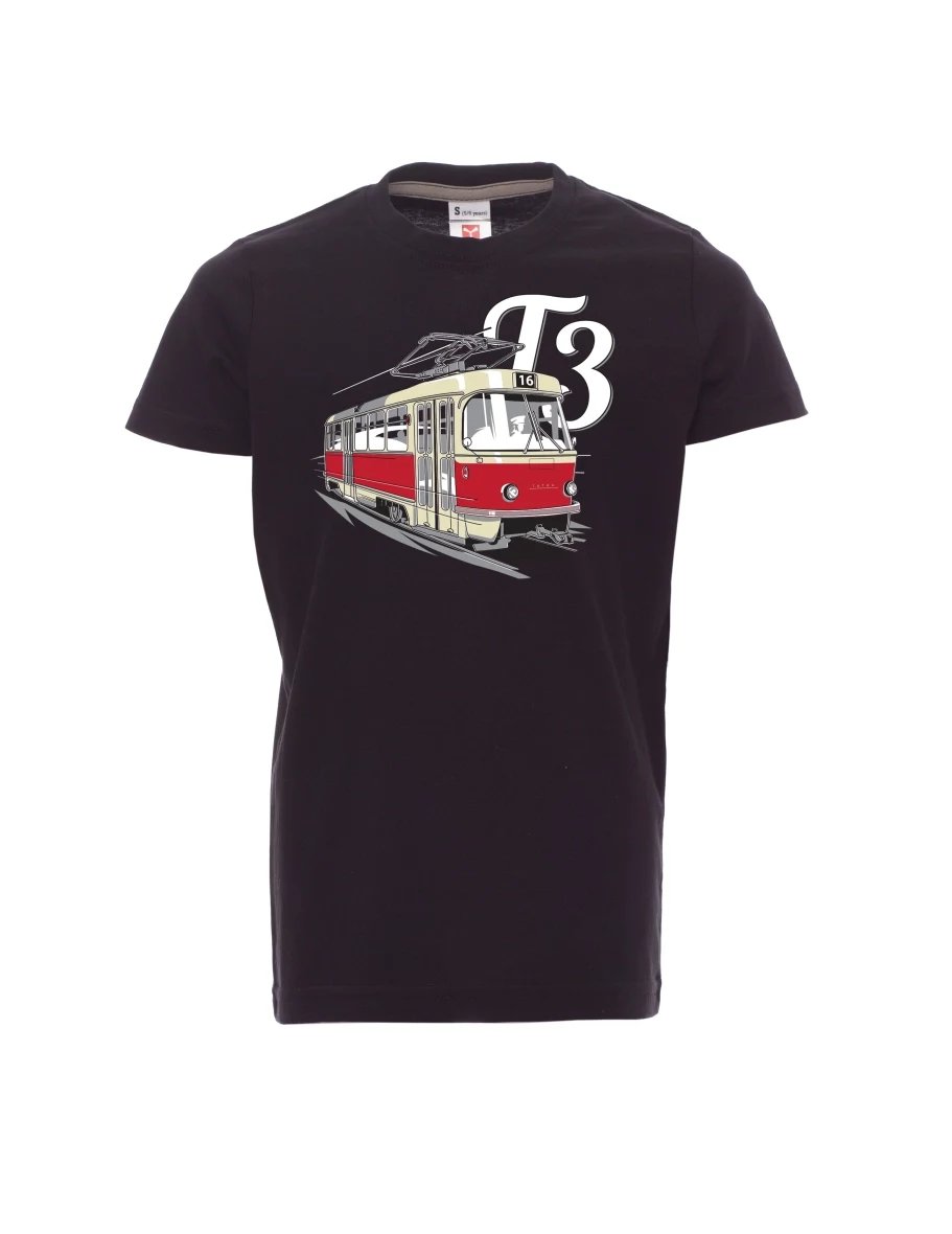 Černé detské tričko Tramvaj T3
