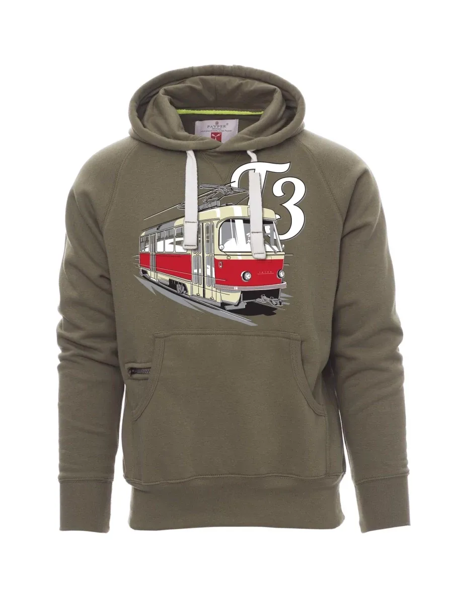Khaki pánská mikina Tramvaj T3