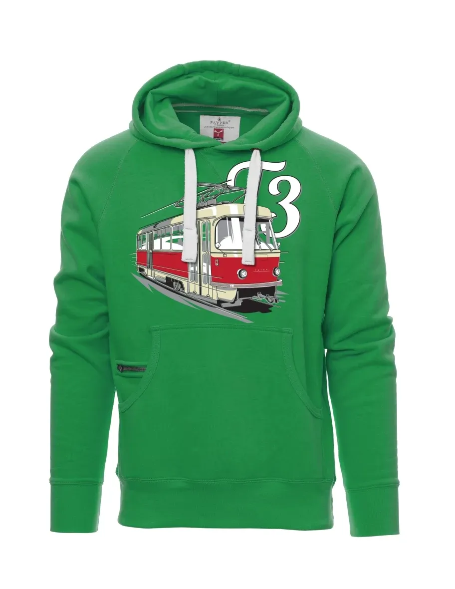 Zelená pánská mikina Tramvaj T3