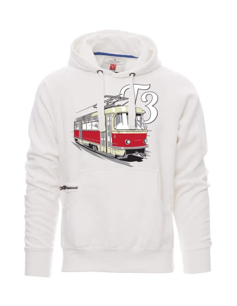 Bílá pánská mikina Tramvaj T3