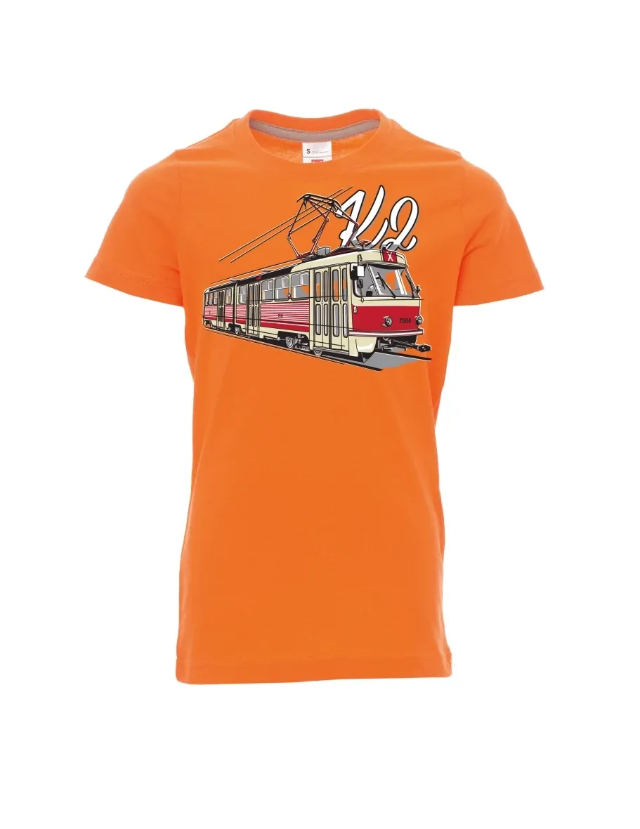 Oranžové detské tričko Električka K2