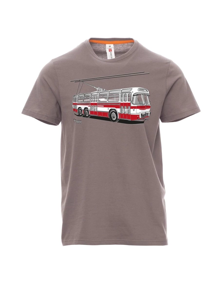 Oceľovo šedé pánské tričko Trolejbus  T401
