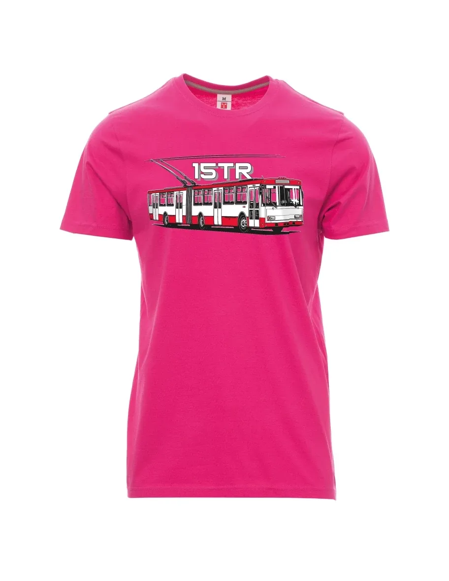 Růžové pánské tričko Trolejbus 15TR