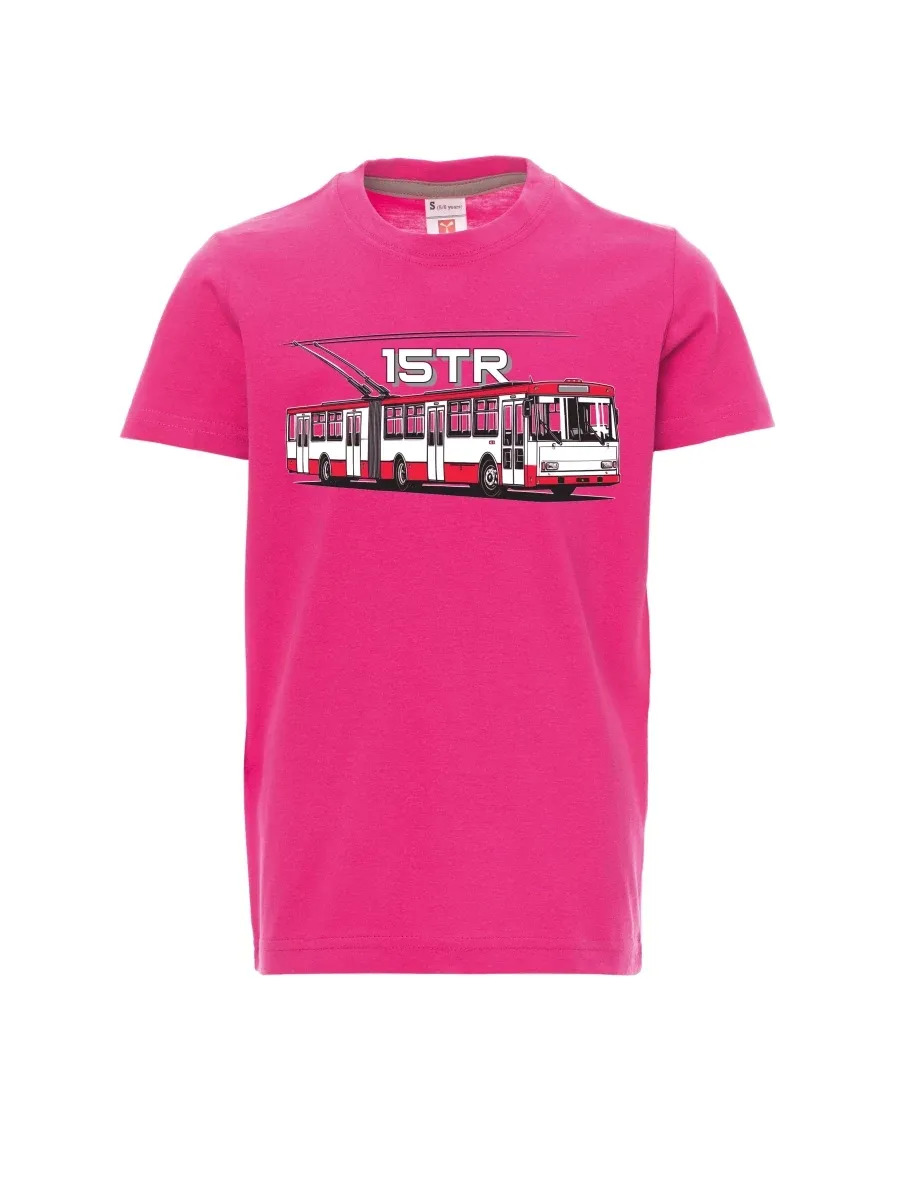 Růžové detské tričko Trolejbus 15TR