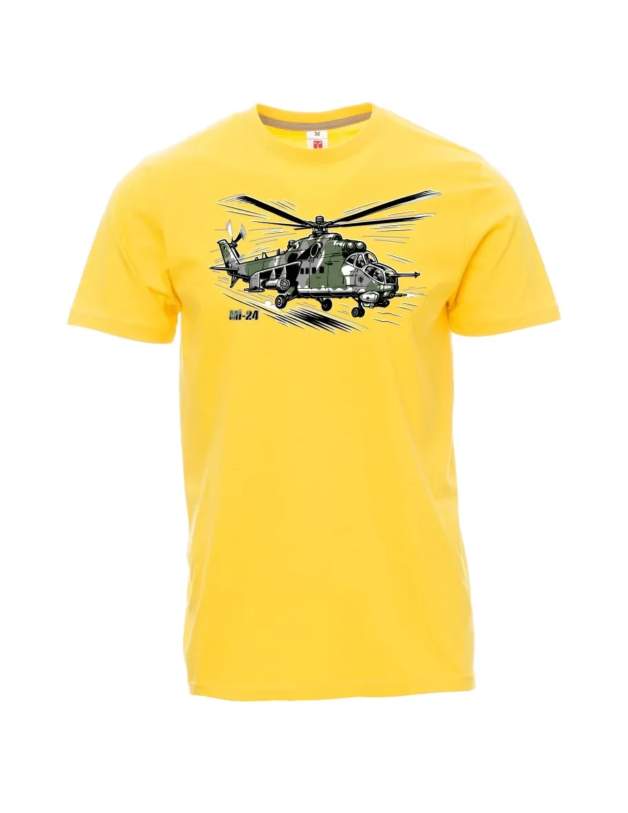 Žluté pánské tričko Vrtuľník Mi-24