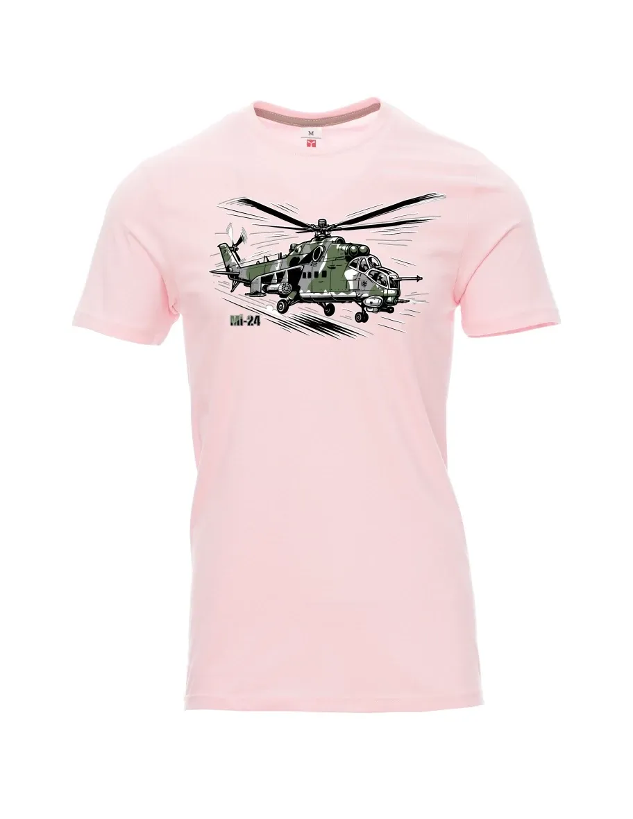 Světlo růžové pánské tričko Vrtuľník Mi-24