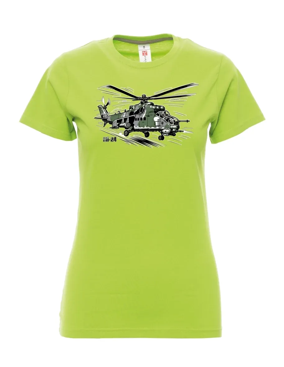 Limetkové dámské tričko Vrtuľník Mi-24