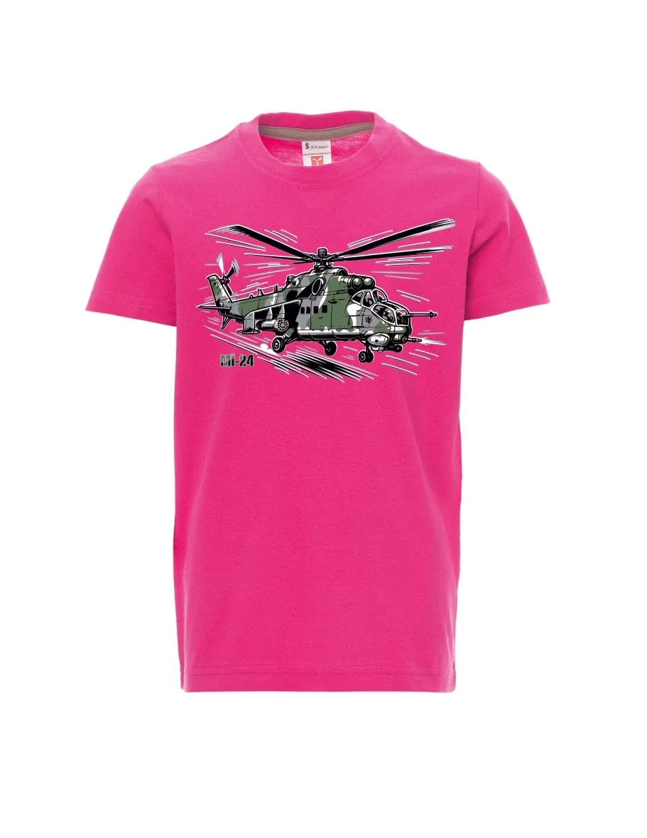 Růžové detské tričko Vrtuľník Mi-24