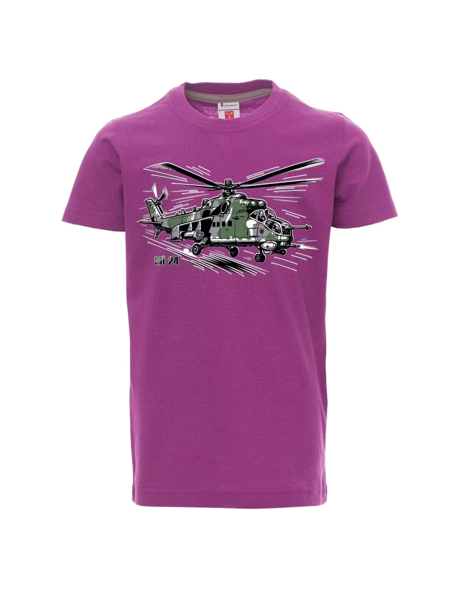 Fialové detské tričko Vrtuľník Mi-24
