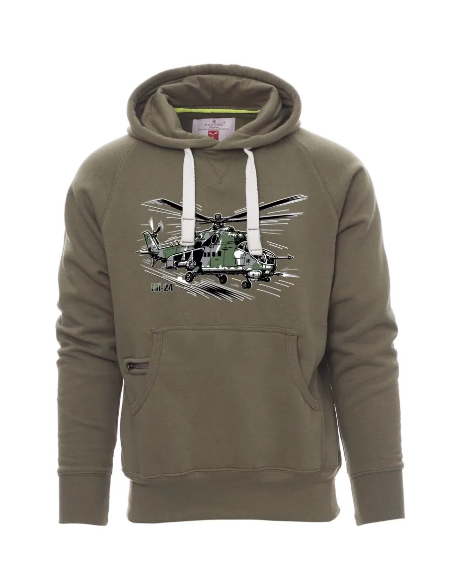 Khaki pánská mikina Vrtuľník Mi-24