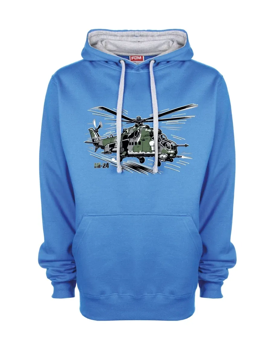 Šedo-modrá mikina Vrtuľník Mi-24