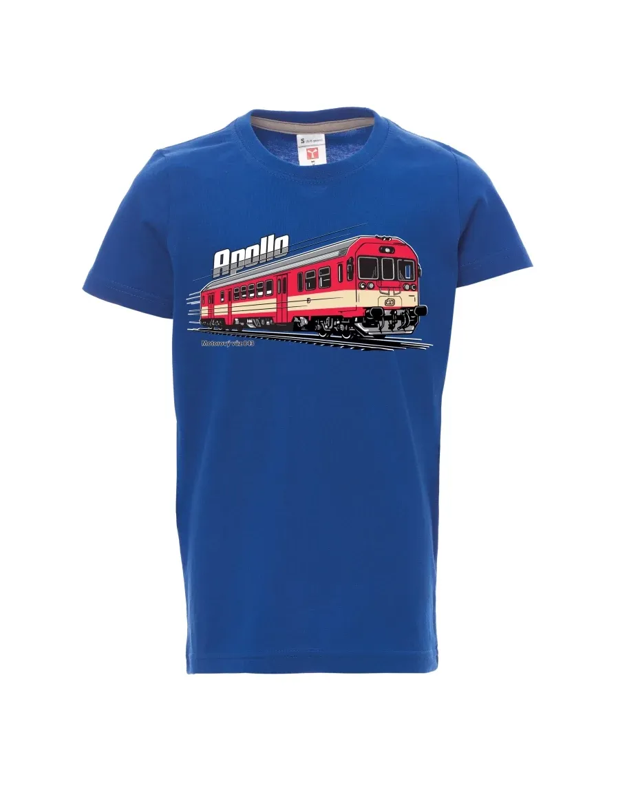 Modré detské tričko Motorový vozeň 843 „Apollo“