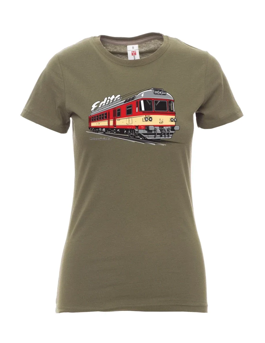 Khaki dámské tričko Motorový vozeň 854 „Edita“