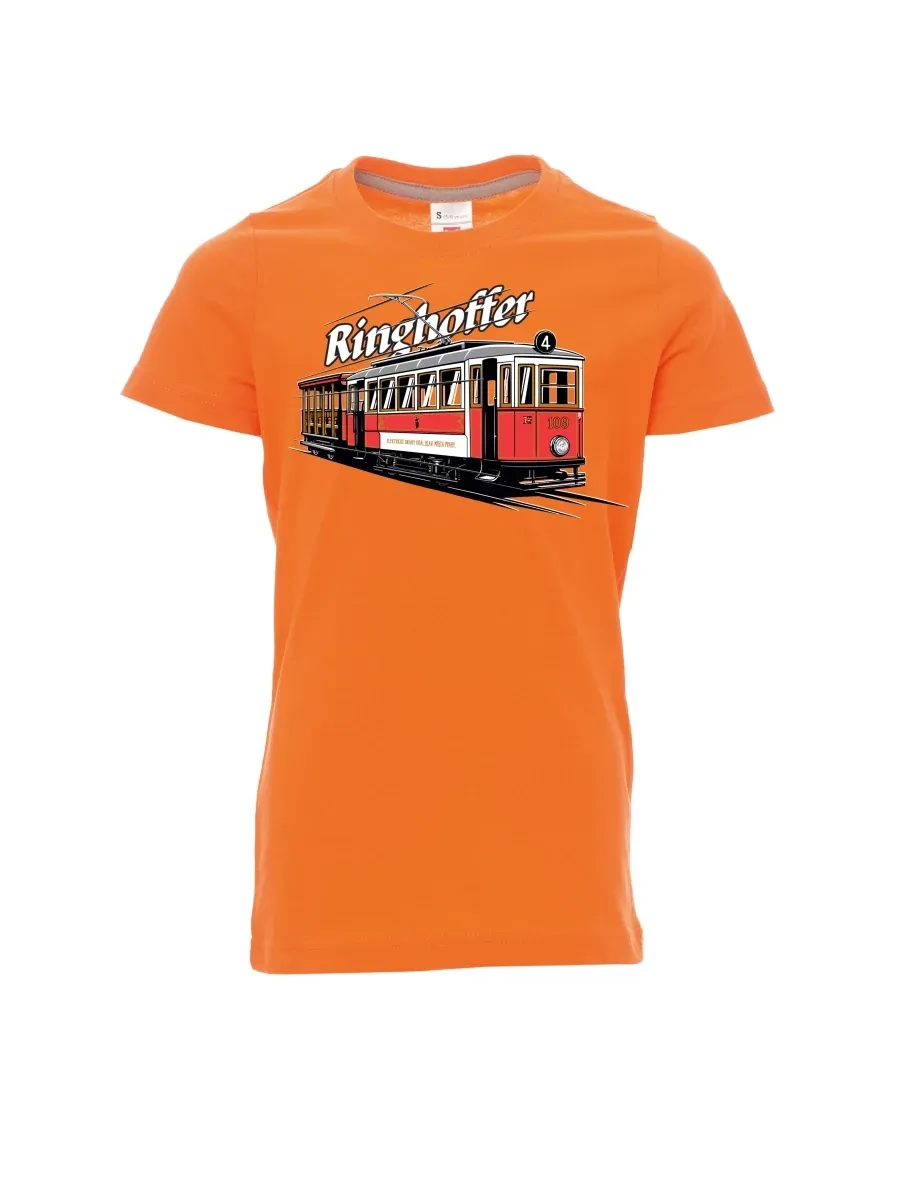 Oranžové detské tričko Električka Ringhoffer