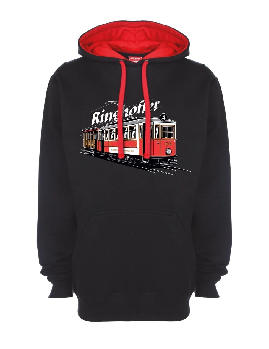 Červeno-černá mikina Električka Ringhoffer