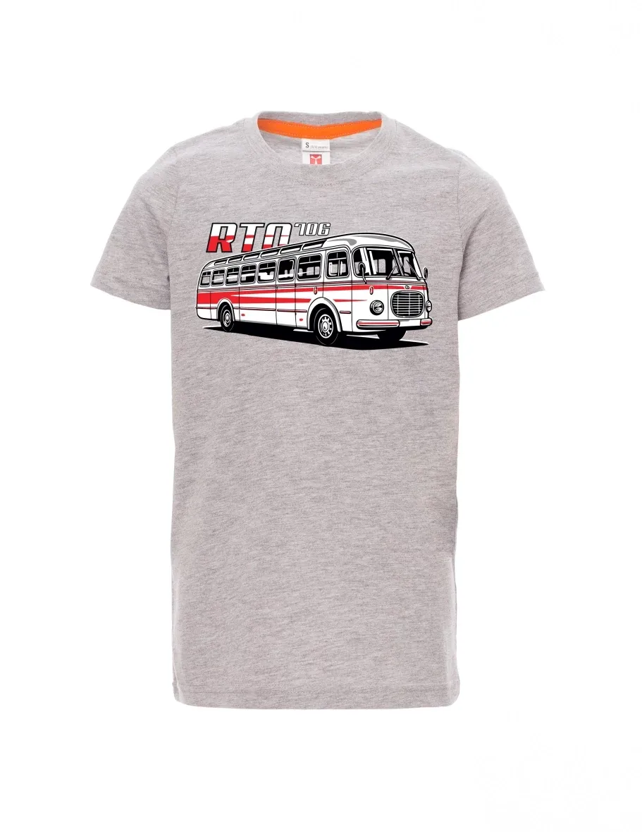 Šedý melír detské tričko Autobus RTO 706