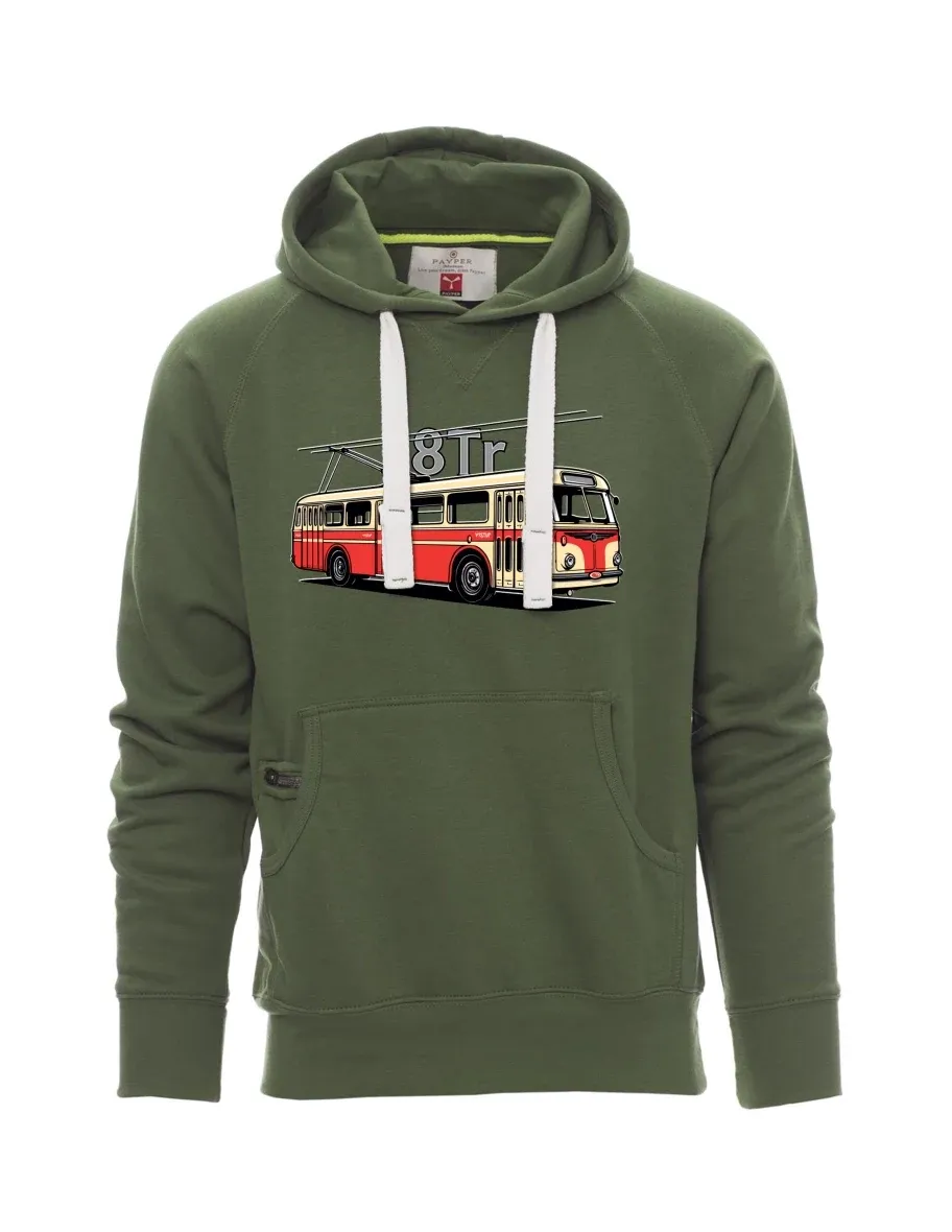 Tmavě zelená pánská mikina Trolejbus 8Tr