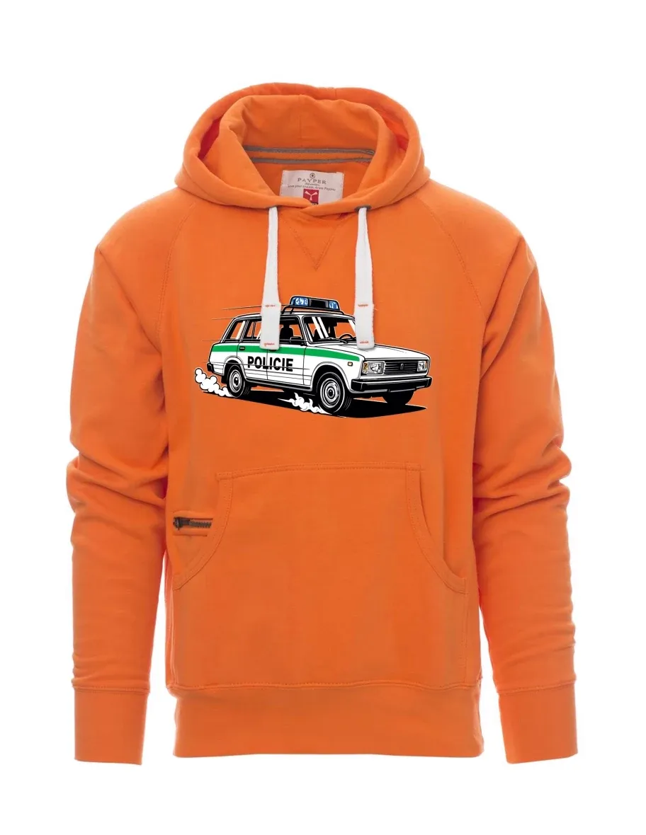 Oranžová pánská mikina Automobil VAZ 2104 POLICIE