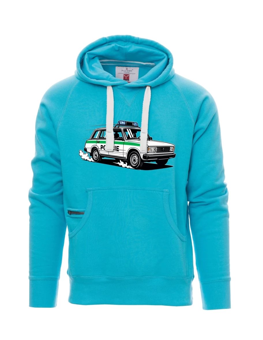 Světle modrá pánská mikina Automobil VAZ 2104 POLICIE
